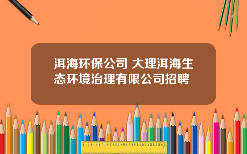 洱海环保公司 大理洱海生态环境治理有限公司招聘